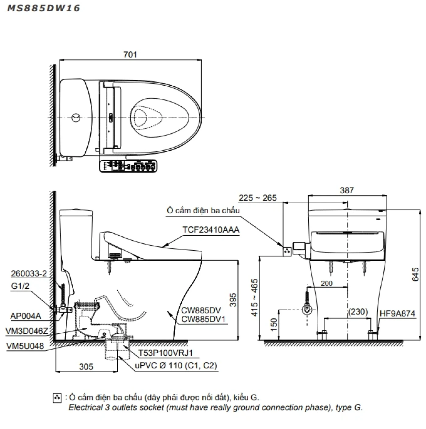bon cau toto ms885dw16 xw bvkt