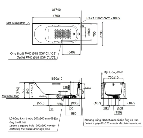 Ảnh Bồn tắm nhựa TOTO PAY1710HV/TVBF411 2
