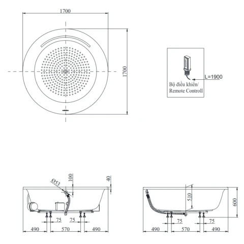 Ảnh Bồn tắm Ngọc Trai TOTO PPYB1720HPTE 3