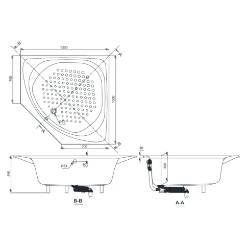 Ảnh Bồn tắm nhựa góc TOTO PAY1300PE#W TVBF412 DB505R-2B 2