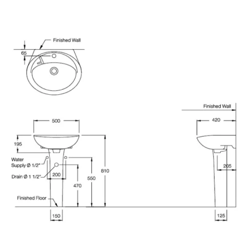 Ảnh Chậu rửa treo tường Cotto C013+C404 2