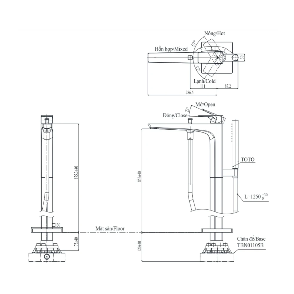Ảnh Vòi sen bồn tắm TOTO TBG07306AA/TBN01105B 2