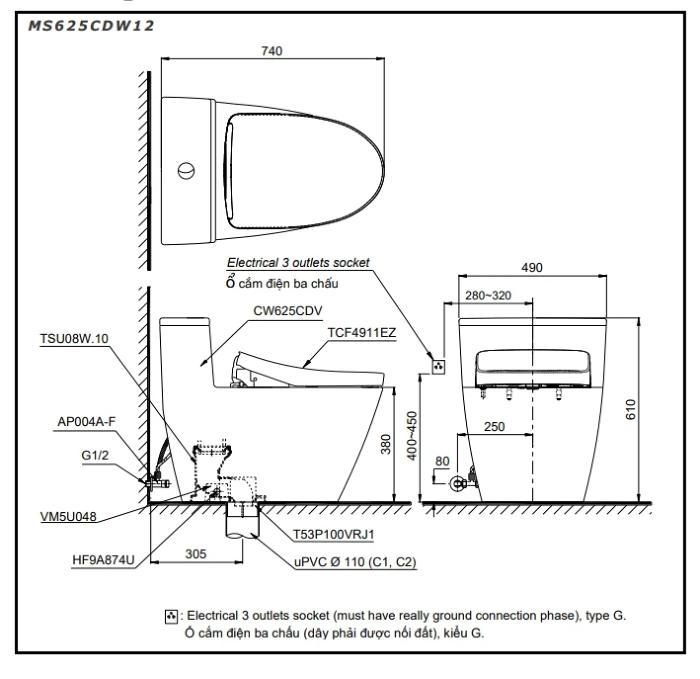 toto ms625cdw12 xw bvkt