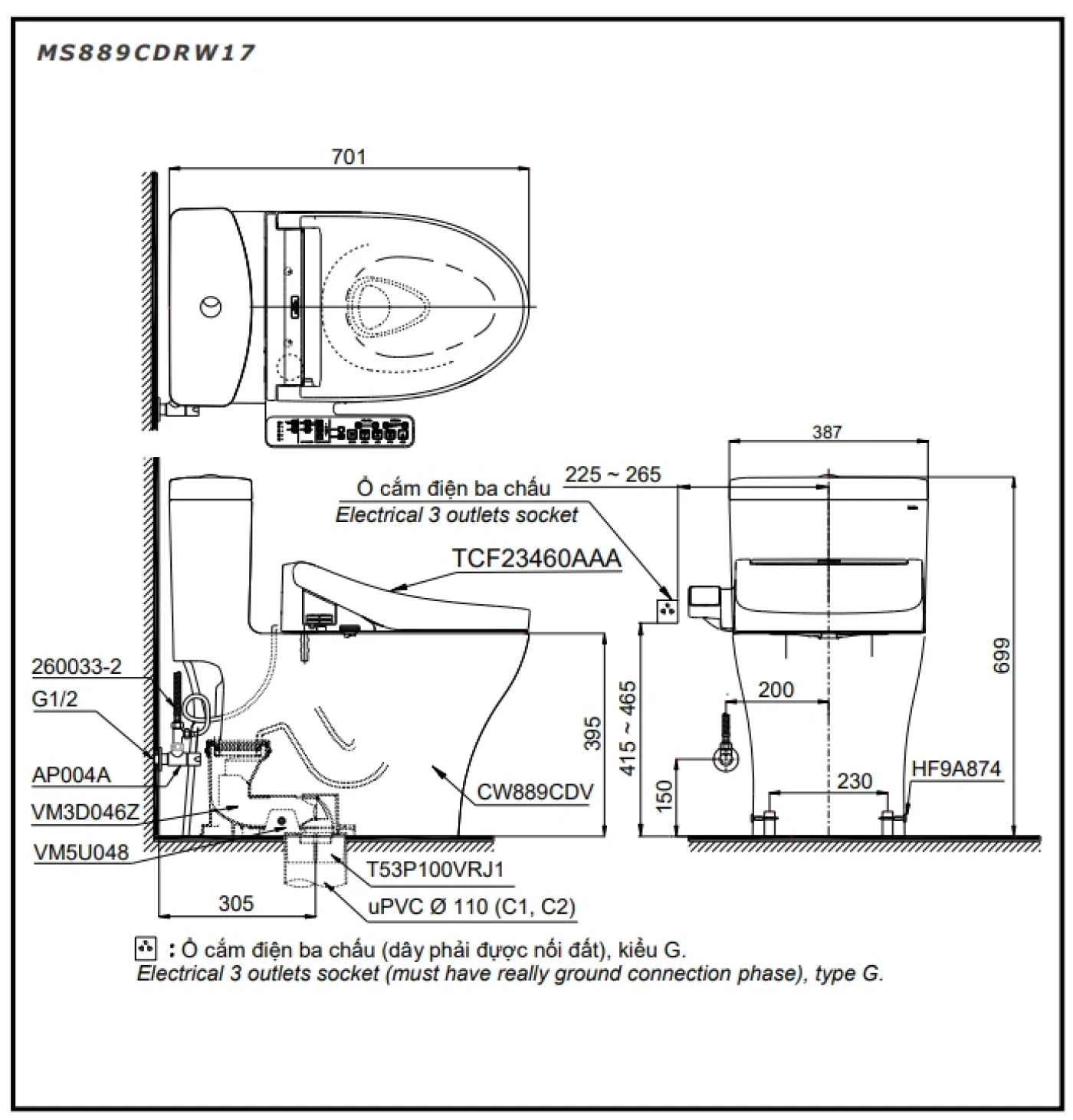 toto ms889cdrw17 xw bvkt