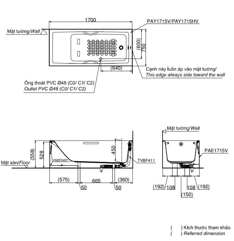 Ảnh Bồn tắm nhựa TOTO PAY1715HVC/TVBF411 2