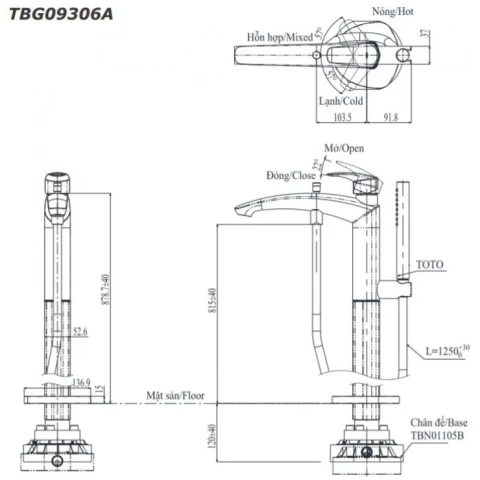 Ảnh Vòi sen bồn tắm TOTO TBG09306AA/TBN01105B 2