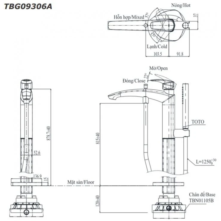 Ảnh Vòi sen bồn tắm TOTO TBG09306AA/TBN01105B 2