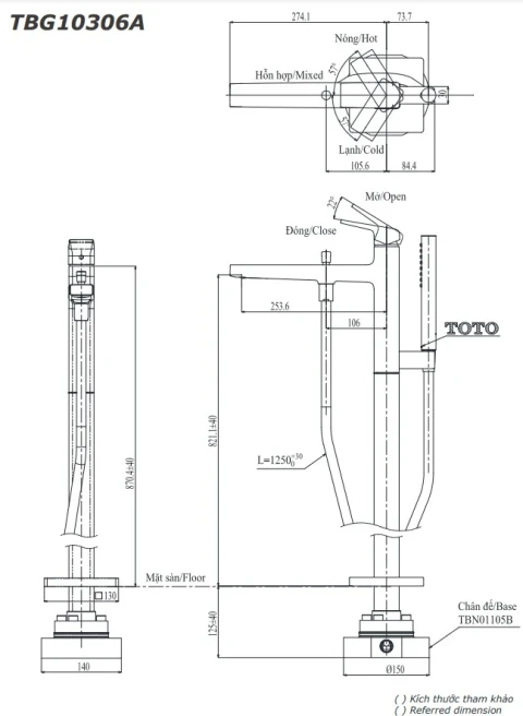 Ảnh Vòi sen bồn tắm TOTO TBG10306AA/TBN01105B 2