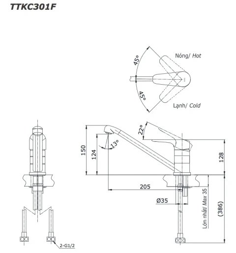 Ảnh Vòi rửa bát TOTO TTKC301FV 2