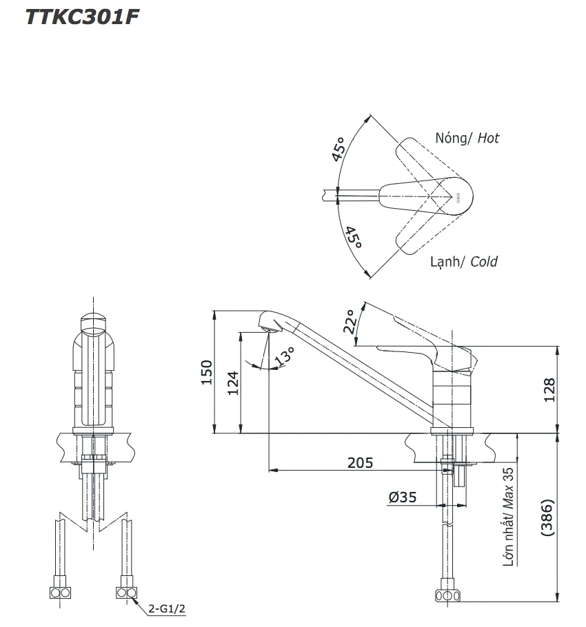 Ảnh Vòi rửa bát TOTO TTKC301FV 2