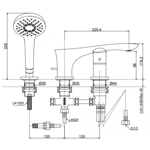 Ảnh Vòi xả bồn nóng lạnh TOTO TBG01305BB 2