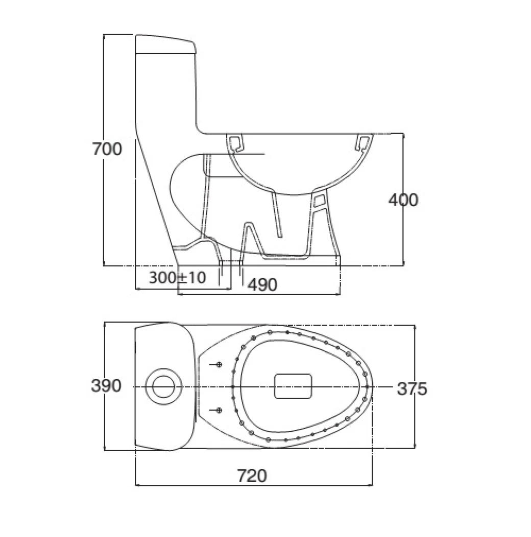 bản vẽ kỹ thuật Bồn cầu 1 khối Viglacera C0504
