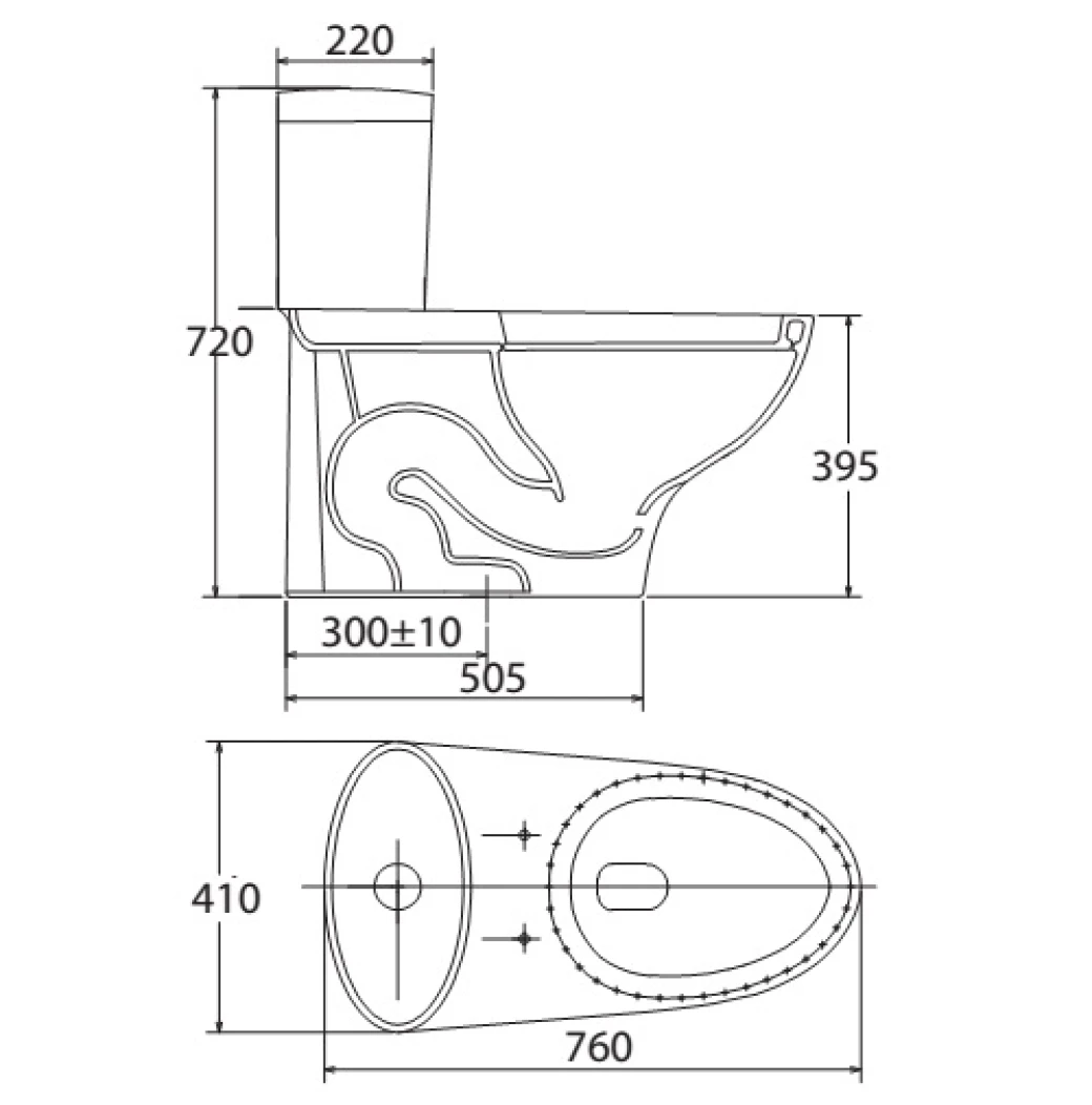 bản vẽ kỹ thuật bồn cầu 1 khối Viglacera V37S