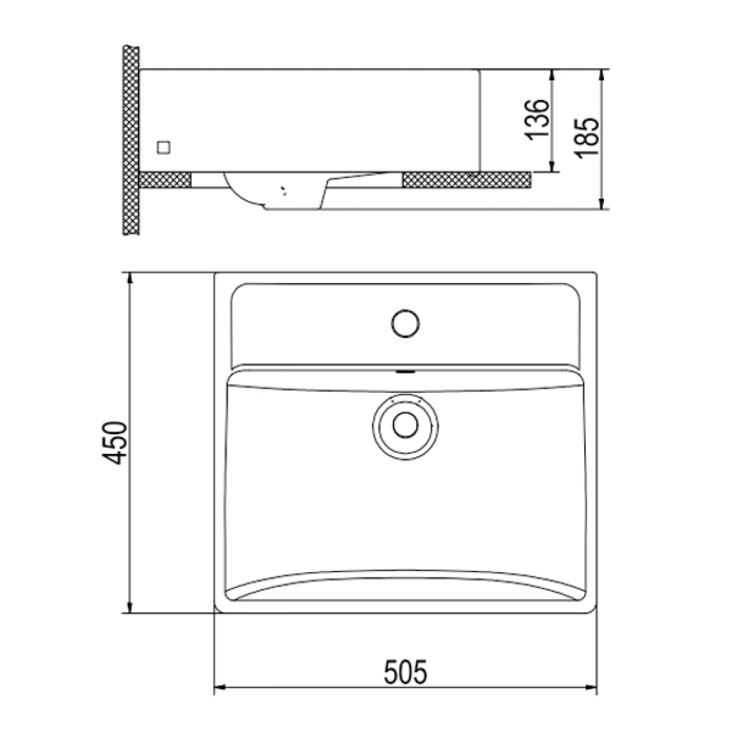 bản vẽ kỹ thuật chậu rửa đặt bàn Viglacera Platinum P.22.320