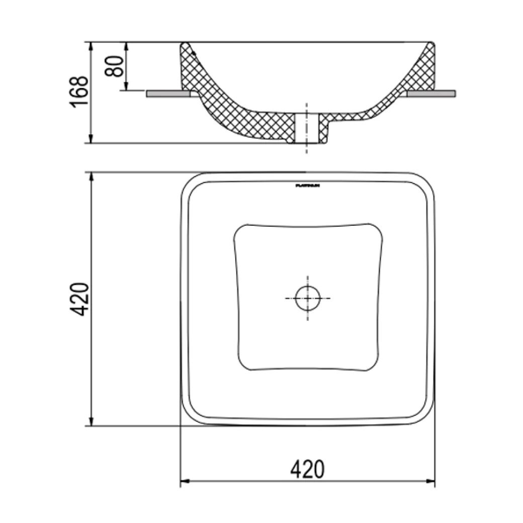 bản vẽ kỹ thuật chậu rửa đặt bàn Viglacera Platinum P.23.320
