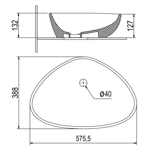 bản vẽ kỹ thuật chậu rửa đặt bàn Viglacera Platinum P.23.321