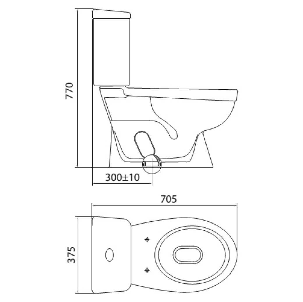 bản vẽ kỹ thuật Bồn cầu 2 khối Viglacera VT18M