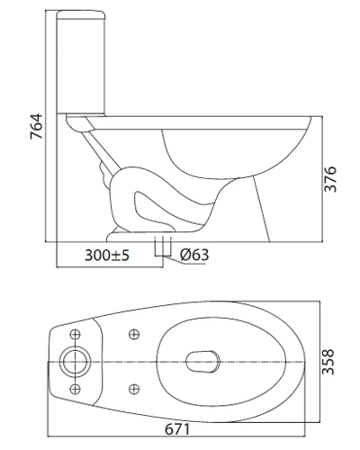 bản vẽ kỹ thuật Bồn cầu 2 khối Viglacera VT34