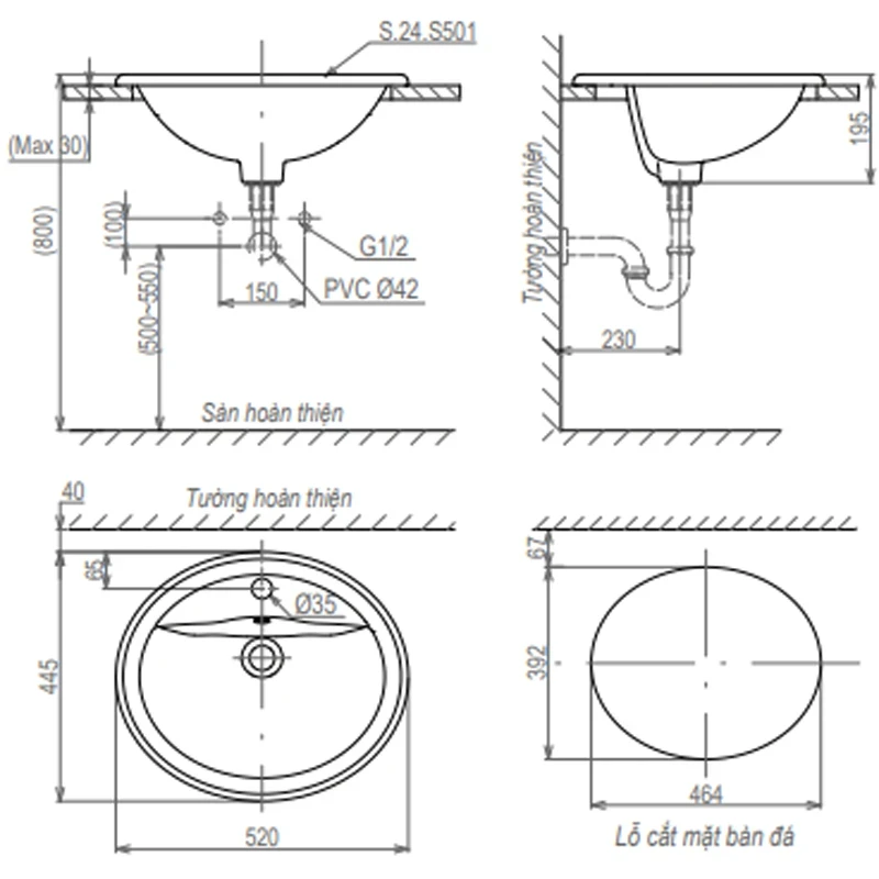 Ảnh Chậu rửa dương bàn Sanfi S501 2