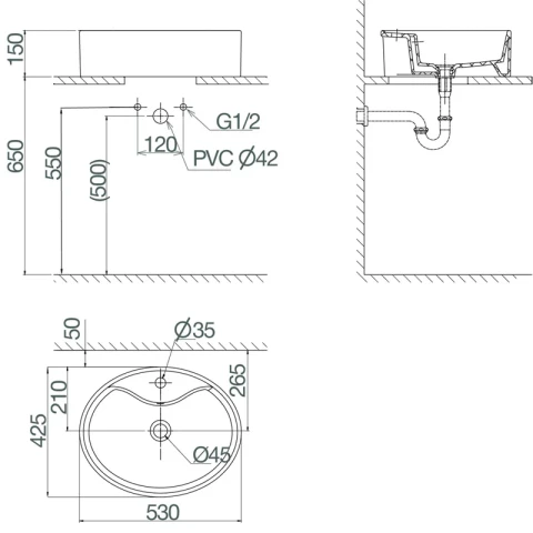 Ảnh Chậu rửa đặt bàn Viglacera CD19 2