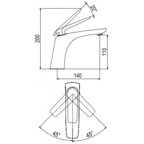 bản vẽ kỹ thuật vòi chậu Viglacera Platinum P.51.326