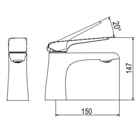 bản vẽ kỹ thuật Vòi chậu Viglacera Platinum P.51.357