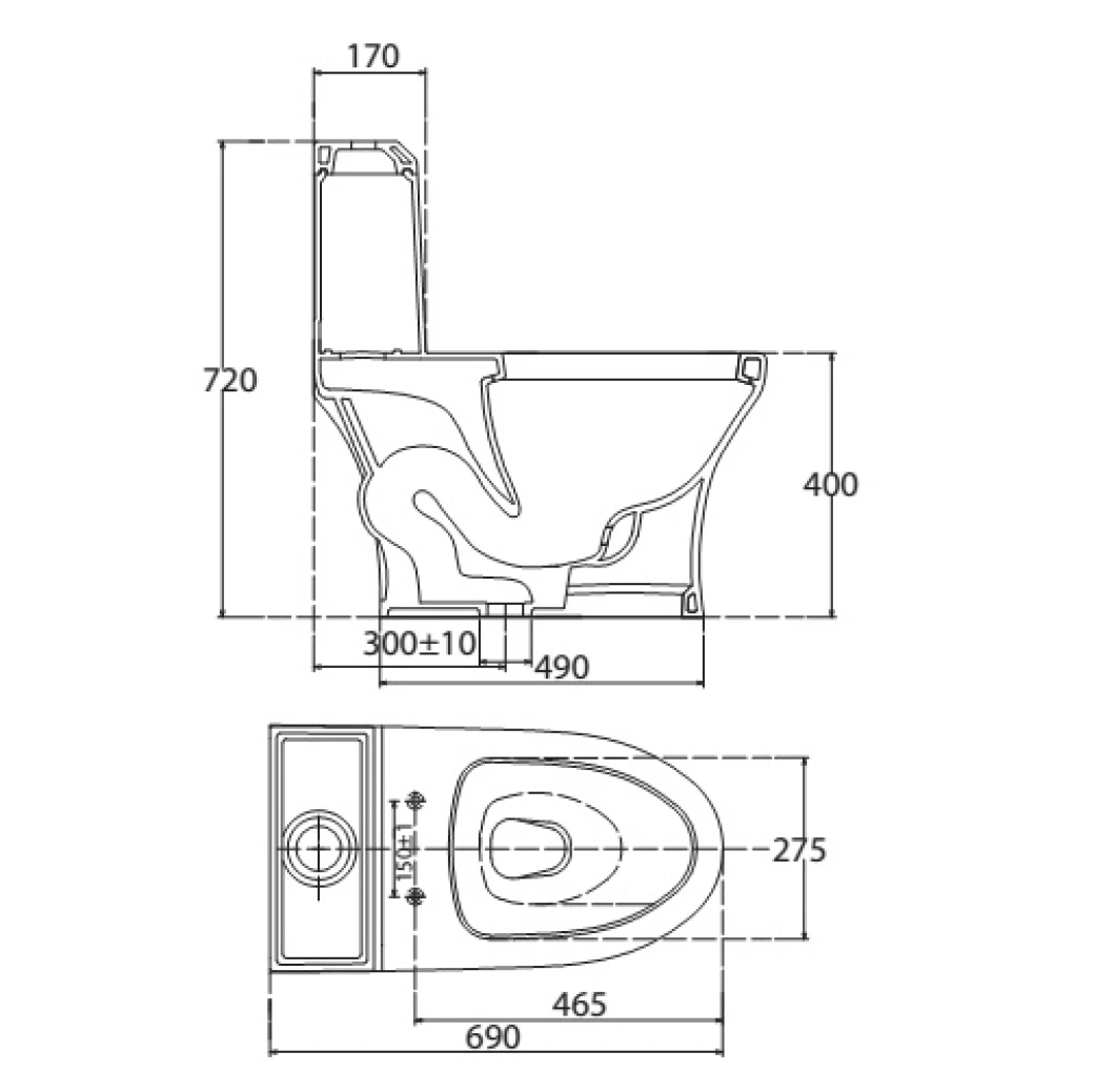bản vẽ kỹ thuật bồn cầu 1 khối Viglacera V45M