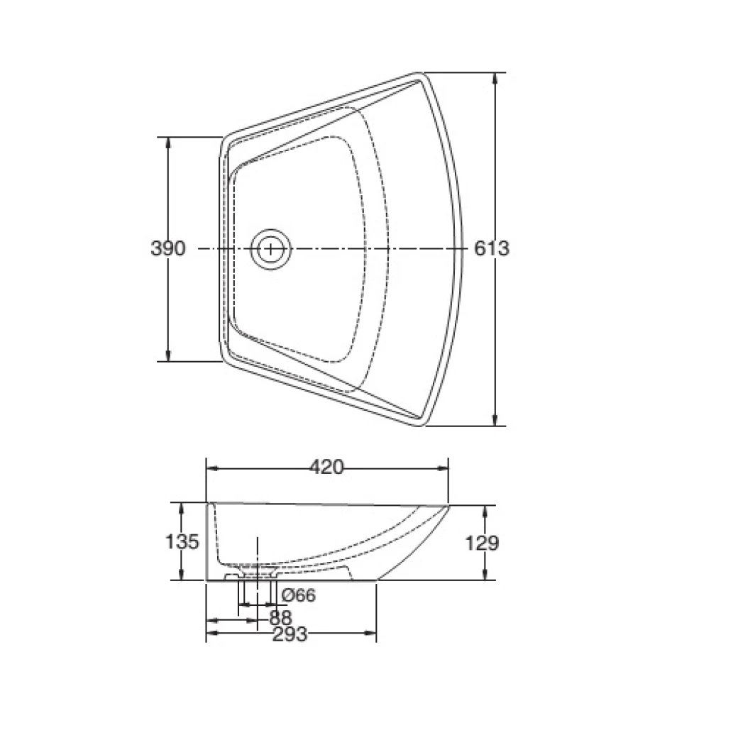 thông số kỹ thuật Chậu rửa đặt bàn Viglacera CD17
