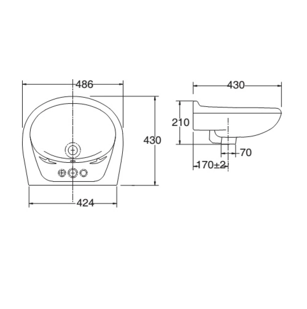 thông số kỹ thuật chậu rửa treo tường Viglacera VTL3
