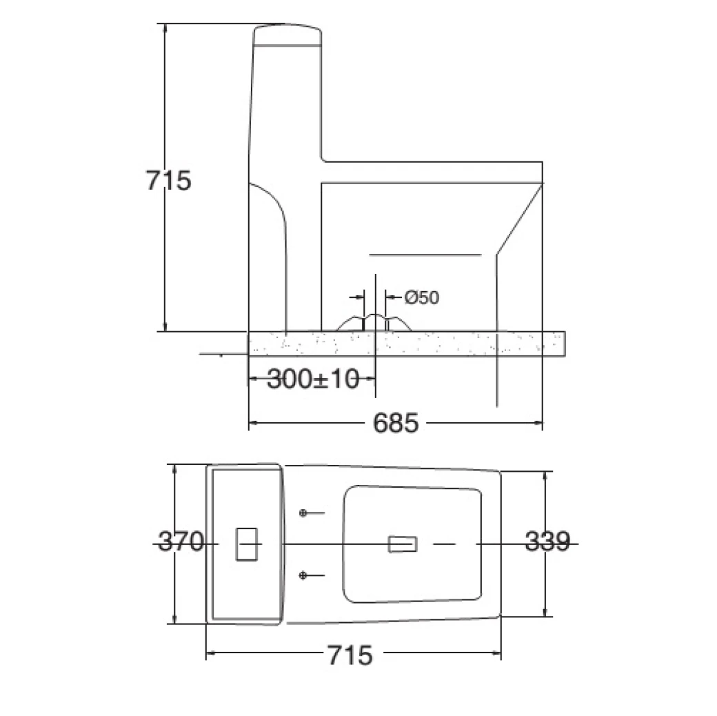 bản vẽ kỹ thuật Bồn cầu 1 khối Viglacera V42