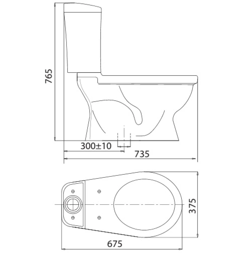 Bản vẽ kỹ thuật Bồn cầu 2 khối Viglacera VI88