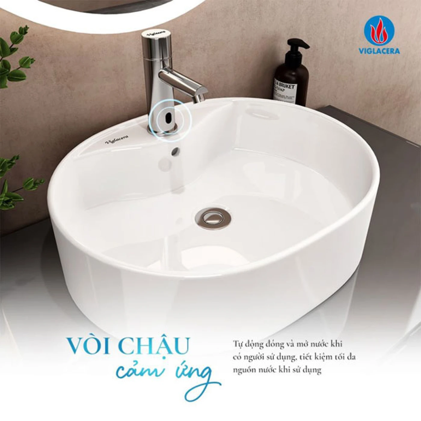 Voi chau cam ung Viglacera VG1023 tu dong dong mo