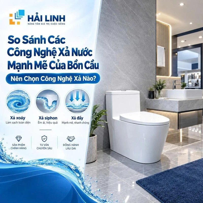 So sánh các công nghệ xả nước mạnh mẽ của bồn cầu, nên chọn công nghệ xả nào?