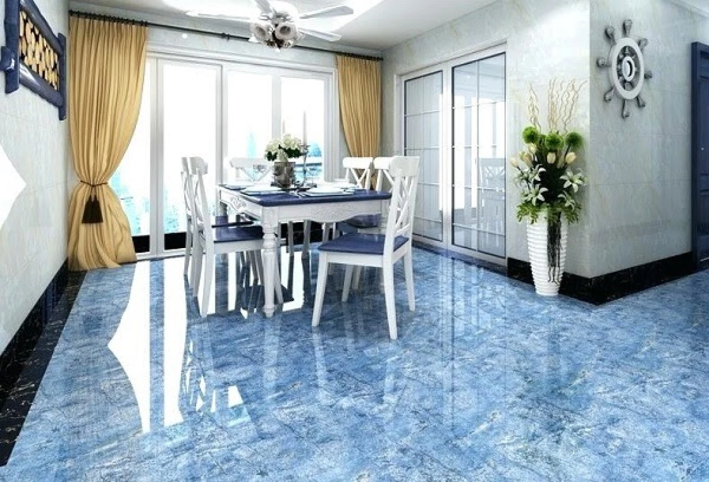 gach ceramic lat nen mau xanh duong dep