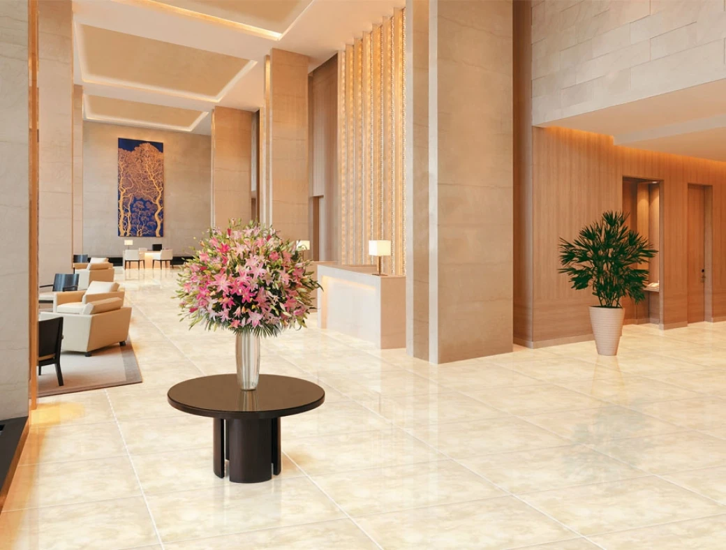 tuong nha mau vang lat nen gach mau vang kem van da