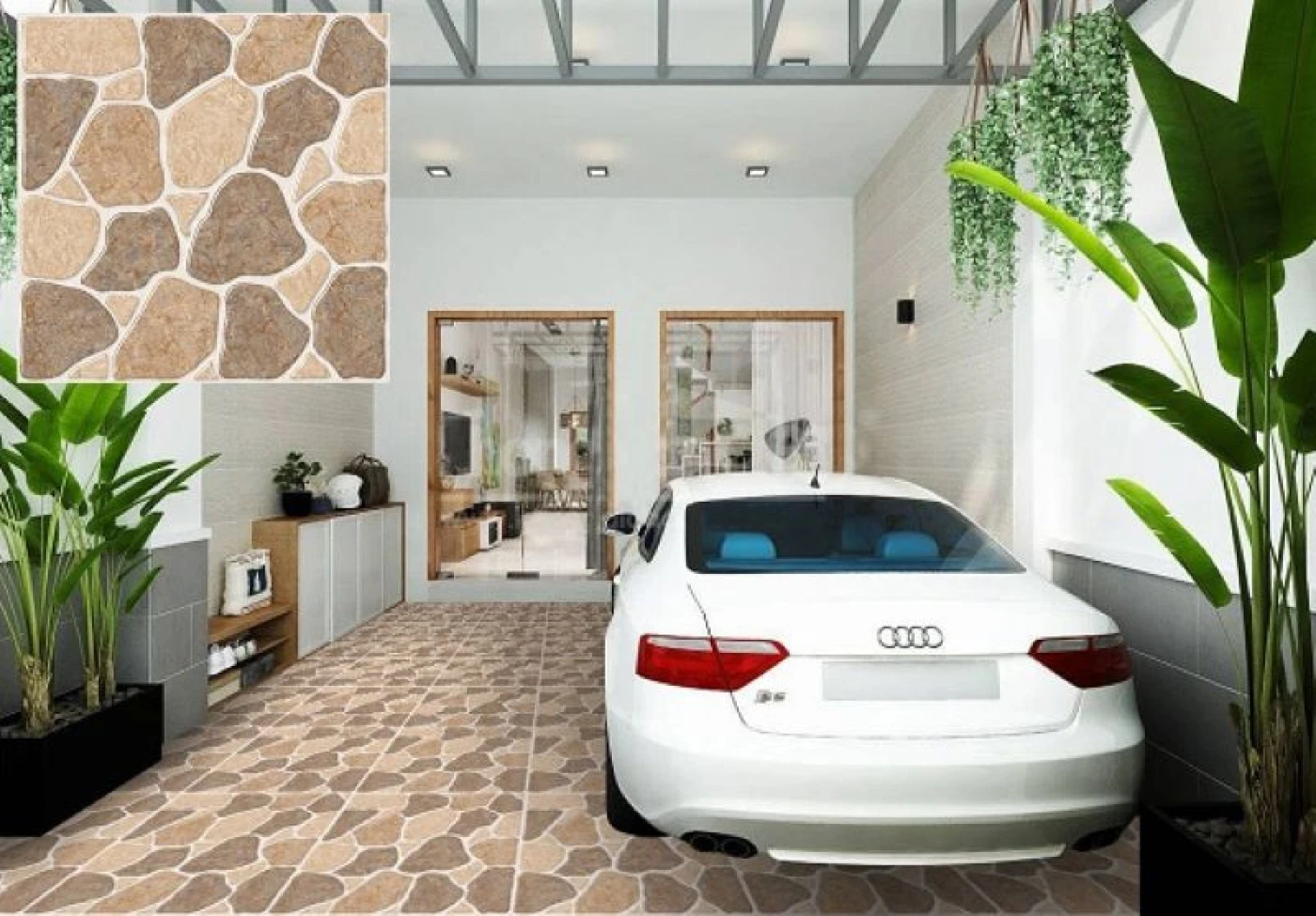 gach lat nen gara oto hoa tiet gia da sang trong