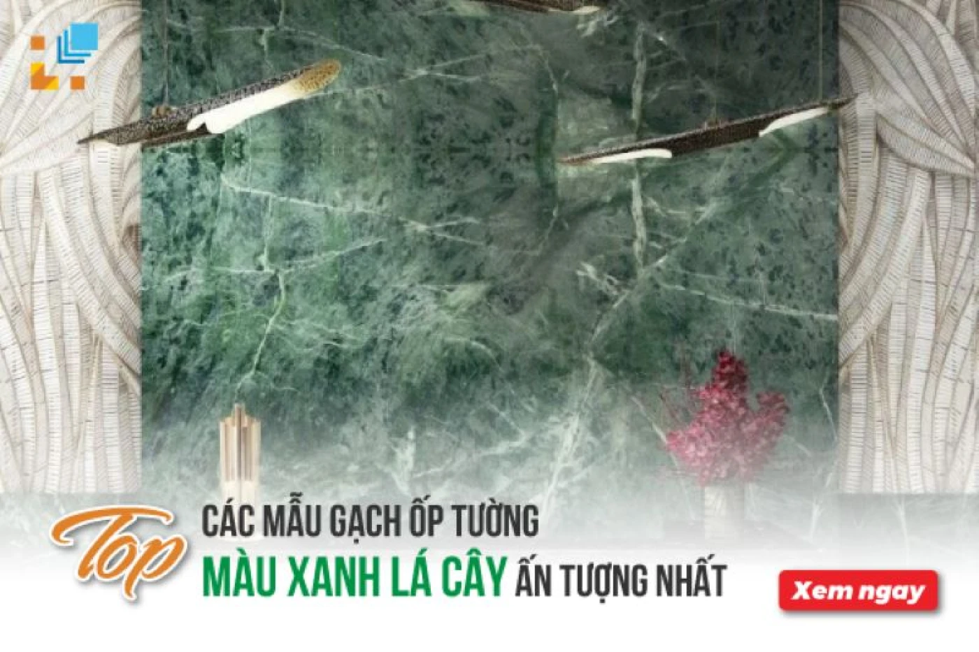 gach op tuong mau xanh la cay dep