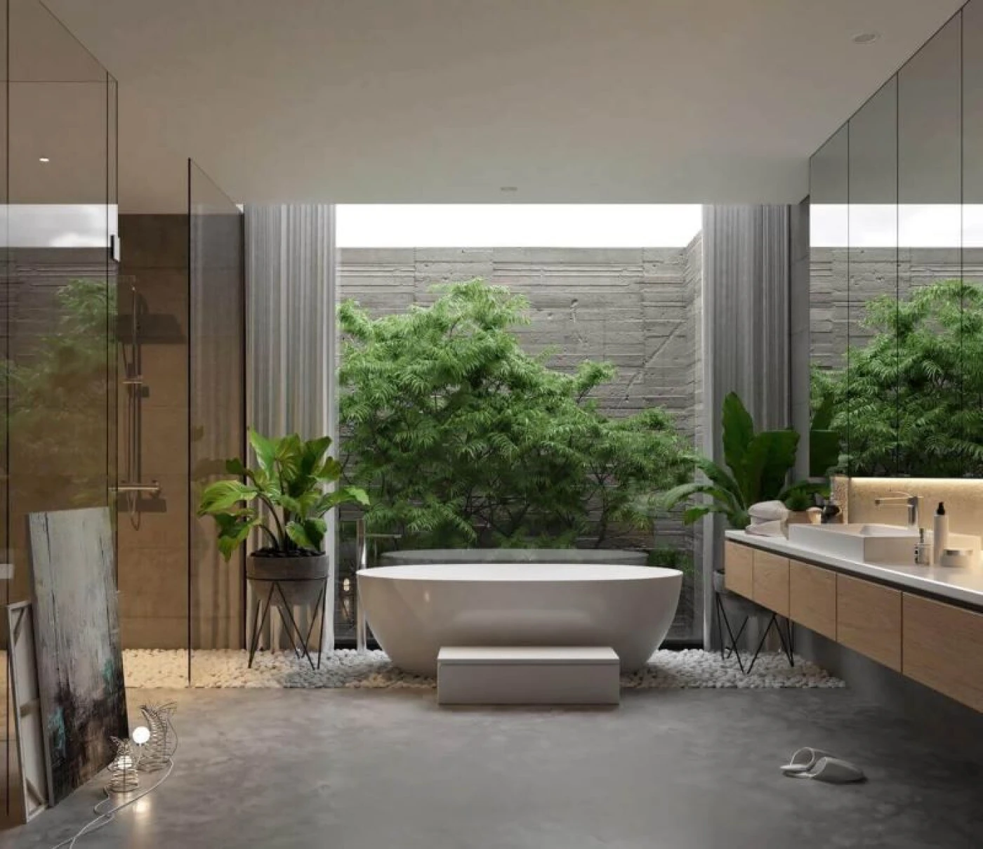 phong tam 20m2 co cay xanh