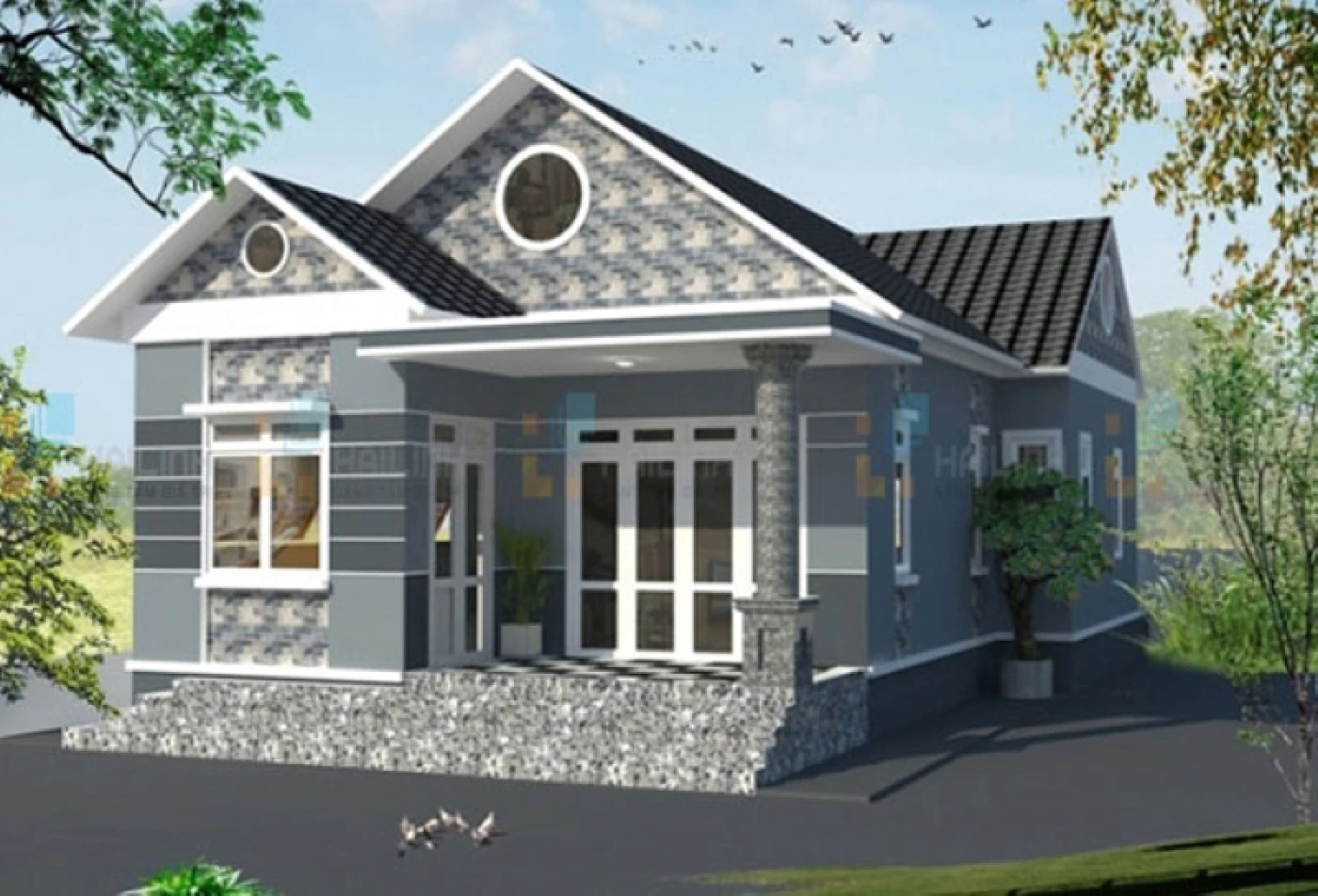cach phoi mau gach op tuong mat tien nha cap 4 hien dai