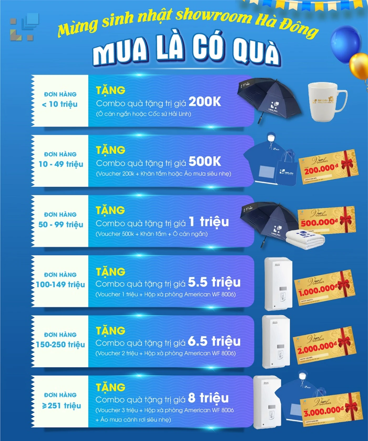 danh sach qua khi mua hang