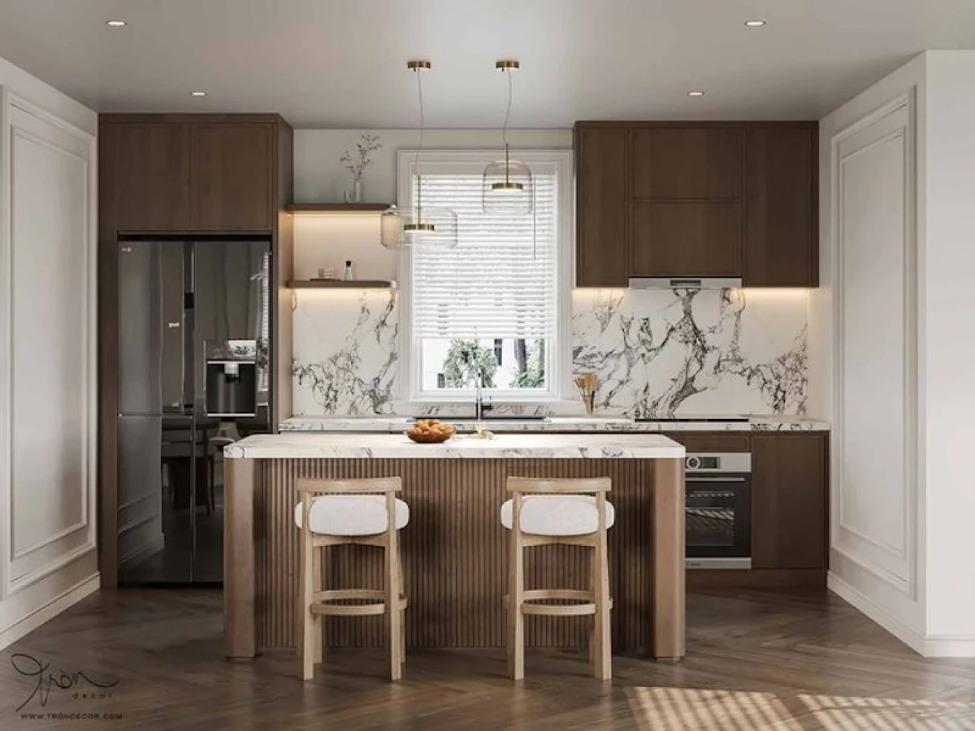 gach kho lon xu huong thiet ke bep hien dai