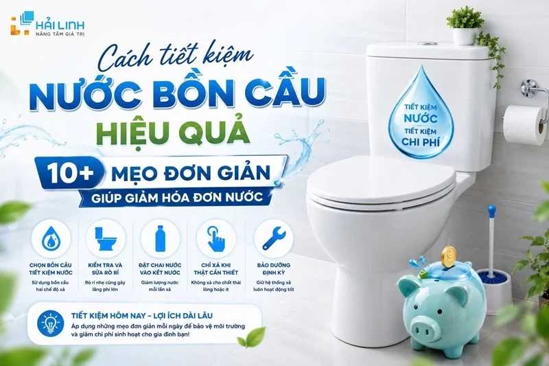 Cách tiết kiệm nước bồn cầu hiệu quả: 10+ mẹo đơn giản giúp giảm hóa đơn nước