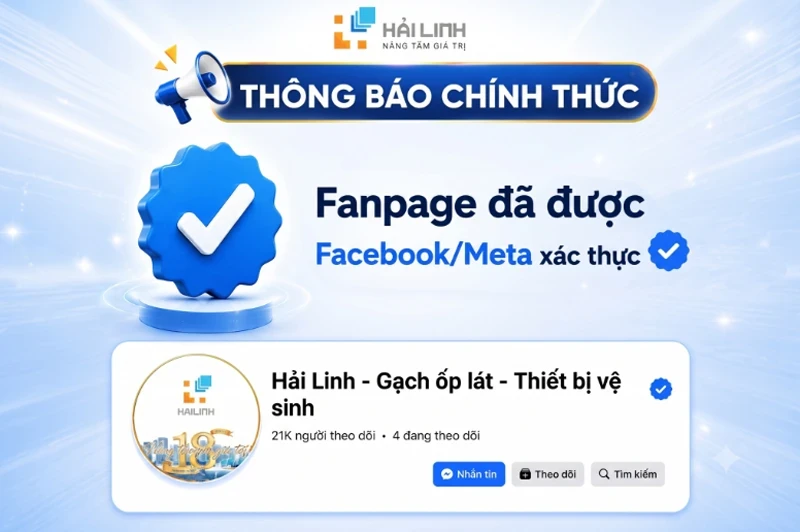 Fanpage công ty Hải Linh đạt tích xanh xác minh từ Meta