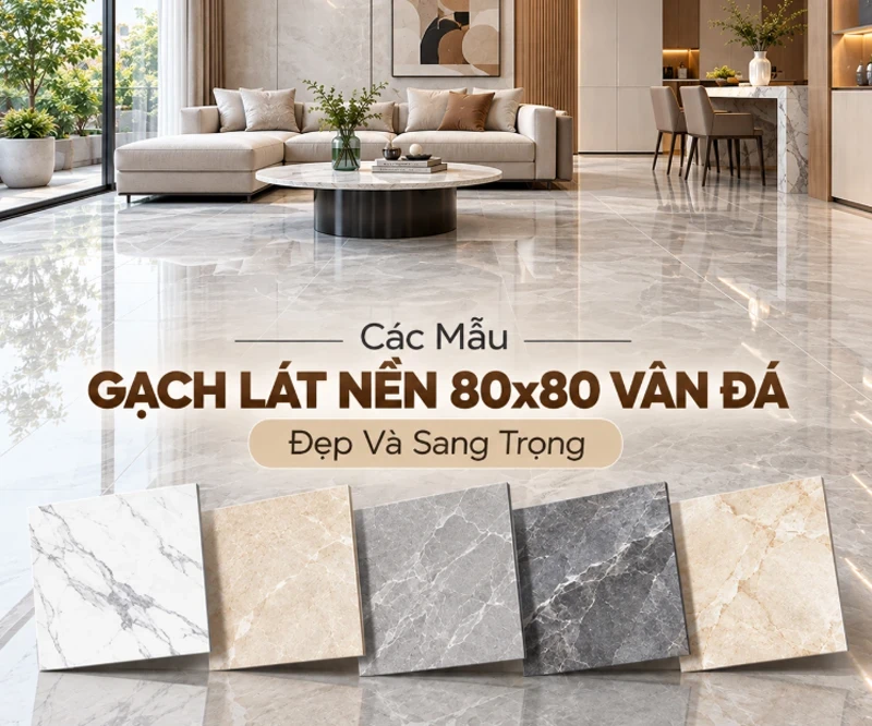 Các mẫu Gạch lát nền 80x80 vân đá đẹp và sang trọng