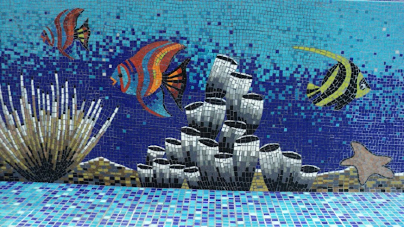 gach mosaic da trang tri ho boi