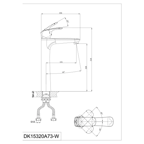Ảnh Vòi chậu nóng lạnh D&K DK15320A73-W 2