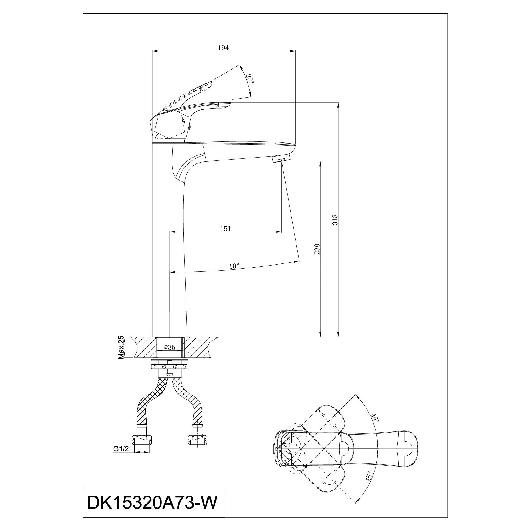 Ảnh Vòi chậu nóng lạnh D&K DK15320A73-W 2