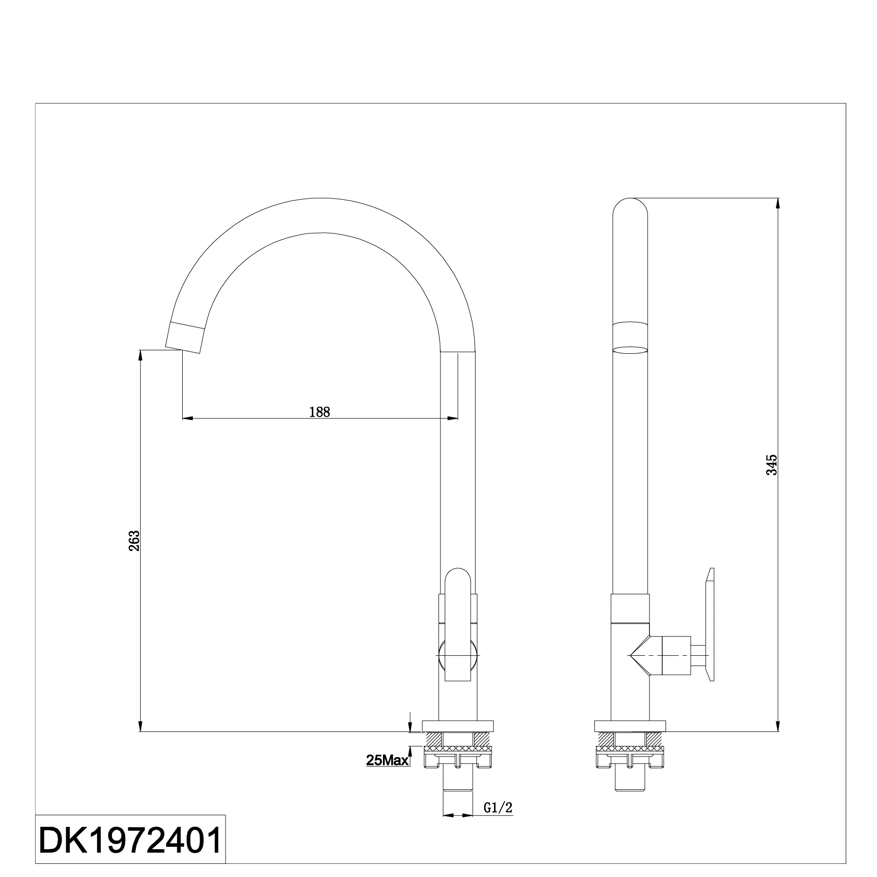 Ảnh Vòi rửa bát nóng lạnh D&K DK1972401 2