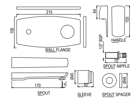 Ảnh Vòi chậu gắn tường Jaquar KUP-BLM-35233NKPMV 2