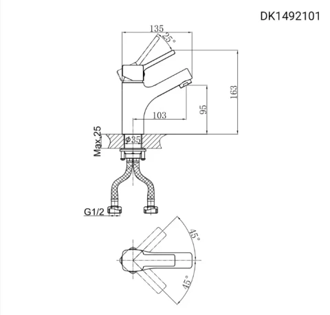 Ảnh Vòi chậu nóng lạnh D&K DK1492101 2